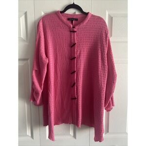 Calesaa Textured Toggle Tunic Womens XL Pink Lagenlook Art To Wear Blouse
